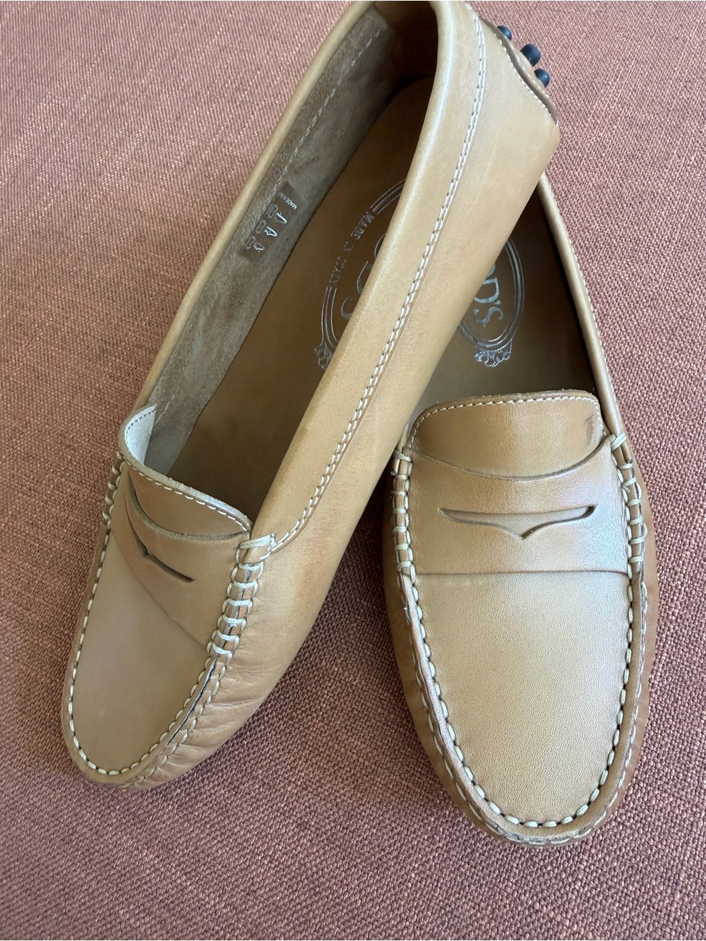 TOD’s Women’s Gomino Tan Leather Penny Loafers